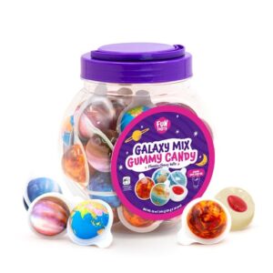 Fun Tasty Galaxy Bubble Gum Flavor Jelly Filled Gummy Candy Balls 19oz 30ct Jar